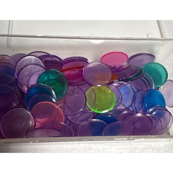 Transparent Multicolor Bingo Chips With Clear Storage Box Approx 300 Chips - Picture 3 of 5